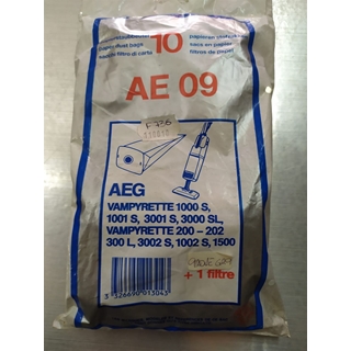 BOLSA ASPIRADOR AEG VAMPYRETTE 1000S, PAQUETE 10 BOLSAS+1FILTRO, RECAMBIO ALTERNATIVO, 110010, GR9, AE09 - Imagen 1