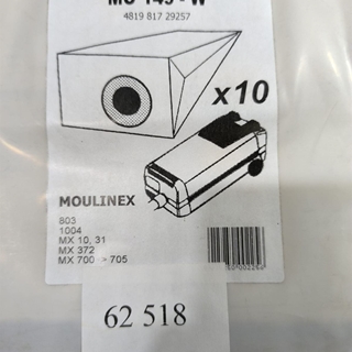 BOLSA ASPIRADOR MOULINEX, CAJA 10 BOLSAS PAPEL, MX700,  MO149-W - Imagen 1