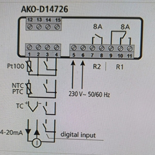 TERMOSTATO DIGITAL AKO, TERMOSTATO PARA HORNO, 1000ºC, ENTRADA PARA SONDA, pt100, NTC, PTC, Termopar K y J, 230V, 4/20 mA, D14726 - Imagen 2